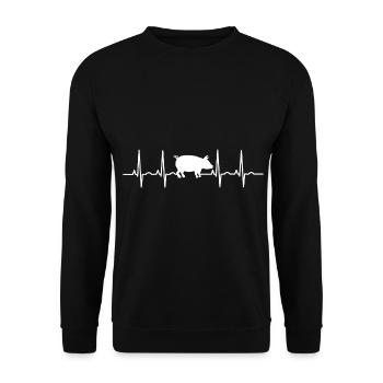 Pig pigs EKG piggy retro sow boar - Unisex Sweatshirt - black - Front - Alina (178cm) & Michal (187cm)