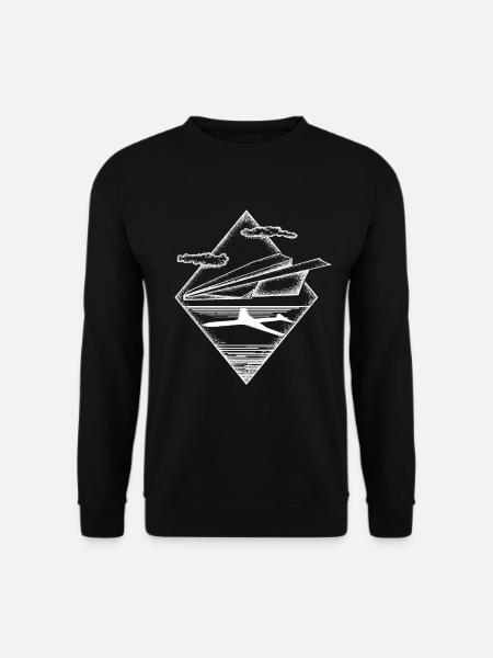 Papierflieger Flugzeug Traum Tattoo Geschenk - Unisex Pullover - Schwarz