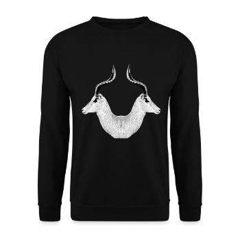 Impala Doppelkopf Liebhaber Afrika Wandern - Unisex Pullover - Schwarz - Vorne - Alina (178cm) & Michal (187cm)