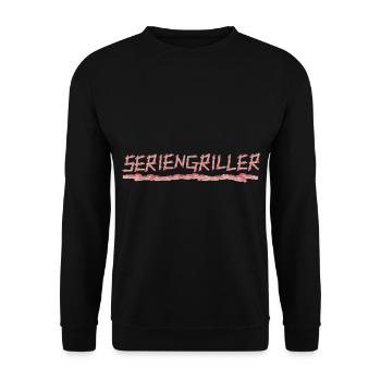 Seriengriller Speckstreifen Bacon Speck Design - Unisex Pullover - Schwarz - Vorne - Alina (178cm) & Michal (187cm)