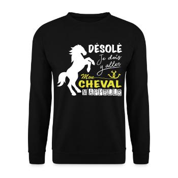 Horse Shirt • Reiten • Pony Geschenke - Unisex Pullover - Schwarz - Vorne - Alina (178cm) & Michal (187cm)