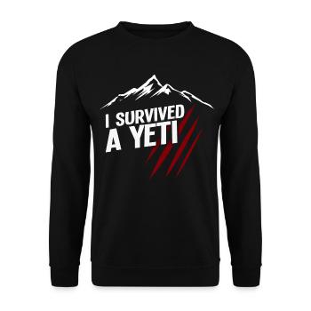 i survived a yeti 01 t shirt tibet nepal himalaya - Unisex Sweatshirt - black - Front - Alina (178cm) & Michal (187cm)