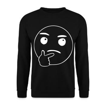 Emoji nachdenken Skizze weiß - Unisex Pullover - Schwarz - Vorne - Alina (178cm) & Michal (187cm)