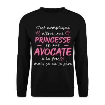 cadeau original femme princesse avocate - Sweat-shirt Unisexe - noir - Devant - Alina (178cm) & Michal (187cm)