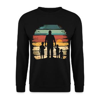 Father with 3 children Father's Day Vintage - Unisex Sweatshirt - black - Front - Alina (178cm) & Michal (187cm)