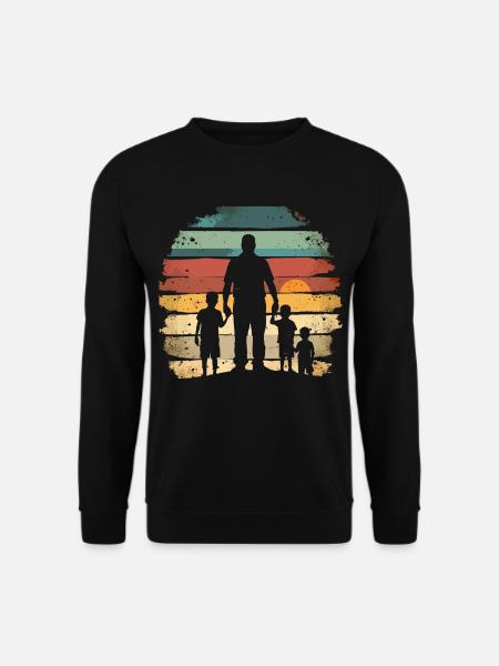 Vater mit 3 Kindern Vatertag Vintage - Unisex Pullover - Schwarz
