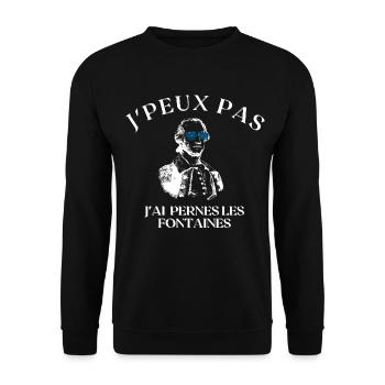 J'PEUX PAS J'AI PERNES LES FONTAINES - Sweat-shirt Unisexe - noir - Devant - Alina (178cm) & Michal (187cm)