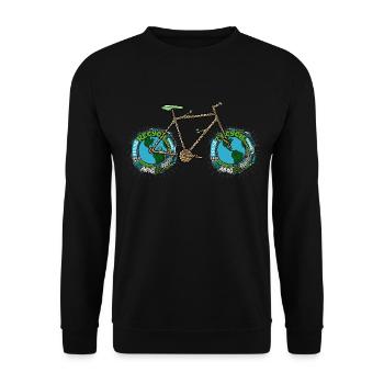Planet Bike, Ästhetisches grünes Planet Earth Fahrrad - Unisex Pullover - Schwarz - Vorne - Alina (178cm) & Michal (187cm)
