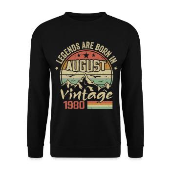 Août 1980 Anniversaire 1980 - Légendes Août 1980 - Sweat-shirt Unisexe - noir - Devant - Alina (178cm) & Michal (187cm)