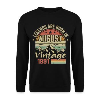 Août 1991 Anniversaire 1991 - Légendes Août 1991 - Sweat-shirt Unisexe - noir - Devant - Alina (178cm) & Michal (187cm)