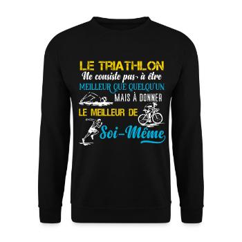 Triathlon motivation sport, idée cadeau triathlète - Sweat-shirt Unisexe - noir - Devant - Alina (178cm) & Michal (187cm)