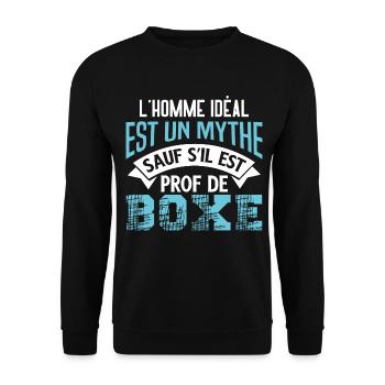 Prof de Boxe Coach Sportif Sport de Combat Cadeau - Sweat-shirt Unisexe - noir - Devant - Alina (178cm) & Michal (187cm)