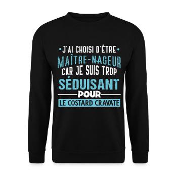 Maître nageur idée cadeau métier aquatique drôle - Sweat-shirt Unisexe - noir - Devant - Alina (178cm) & Michal (187cm)
