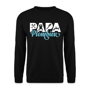 Papa Plombier Idée cadeau métier plomberie - Sweat-shirt Unisexe - noir - Devant - Alina (178cm) & Michal (187cm)