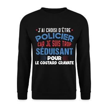 Policier métier humour cadeau police. Anniversaire - Sweat-shirt Unisexe - noir - Devant - Alina (178cm) & Michal (187cm)
