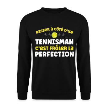 Tennisman, idée cadeau sport de balle humoristique - Sweat-shirt Unisexe - noir - Devant - Alina (178cm) & Michal (187cm)