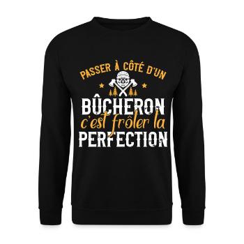 Bûcheron humour métier, bois, idée cadeau original - Sweat-shirt Unisexe - noir - Devant - Alina (178cm) & Michal (187cm)