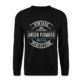 Ancien plombier idée cadeau métier plomberie - Sweat-shirt Unisexe - noir - Devant - Alina (178cm) & Michal (187cm)