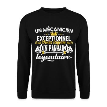 Mécanicien futur parrain idée cadeau humour métier - Sweat-shirt Unisexe - noir - Devant - Alina (178cm) & Michal (187cm)