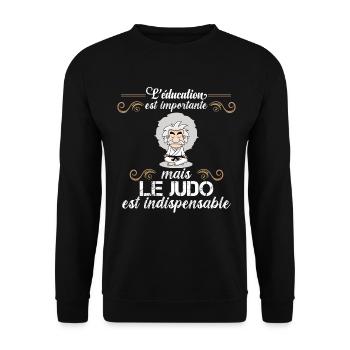 Idée cadeau judoka. Club de Judo sport de combat - Sweat-shirt Unisexe - noir - Devant - Alina (178cm) & Michal (187cm)