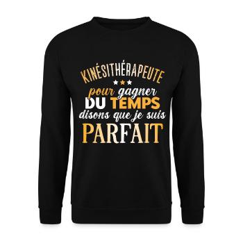 Kiné, Kinésithérapeute, idée cadeau humour métier - Sweat-shirt Unisexe - noir - Devant - Alina (178cm) & Michal (187cm)