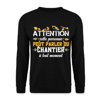 Chantier cadeau ouvriers humour métier du bâtiment - Sweat-shirt Unisexe - noir - Devant - Alina (178cm) & Michal (187cm)