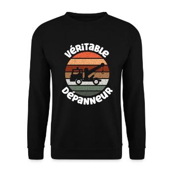 Dépanneur humour métier. Dépannage idée cadeau - Sweat-shirt Unisexe - noir - Devant - Alina (178cm) & Michal (187cm)