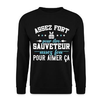 Sauveteur en mer, métier sauvetage, secouriste - Sweat-shirt Unisexe - noir - Devant - Alina (178cm) & Michal (187cm)