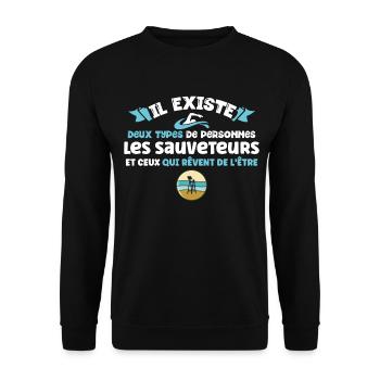 Sauveteur en mer, métier sauvetage, secouriste - Sweat-shirt Unisexe - noir - Devant - Alina (178cm) & Michal (187cm)