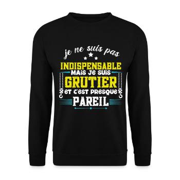 Humour grutier idée cadeau métier construction - Sweat-shirt Unisexe - noir - Devant - Alina (178cm) & Michal (187cm)