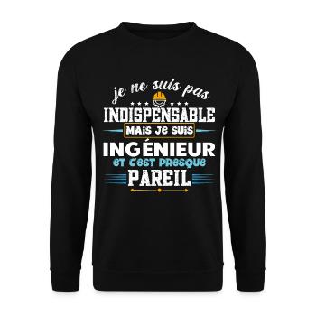 Ingénieur idée cadeau profession. Citations humour - Sweat-shirt Unisexe - noir - Devant - Alina (178cm) & Michal (187cm)