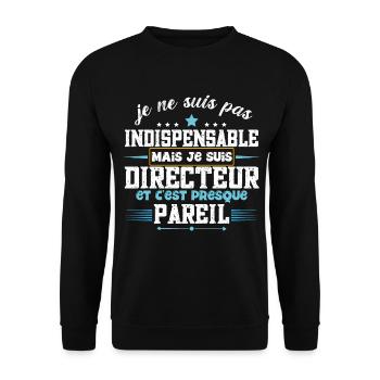 Directeur idée cadeau humour responsable boss - Sweat-shirt Unisexe - noir - Devant - Alina (178cm) & Michal (187cm)