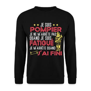 Pompier idée cadeau soldat du feu Humour métier - Sweat-shirt Unisexe - noir - Devant - Alina (178cm) & Michal (187cm)