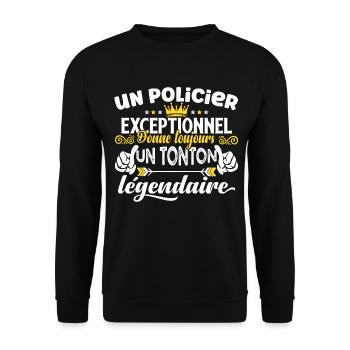 Policier idée cadeau humour métier police - Sweat-shirt Unisexe - noir - Devant - Alina (178cm) & Michal (187cm)