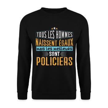 Policier idée cadeau humour métier police - Sweat-shirt Unisexe - noir - Devant - Alina (178cm) & Michal (187cm)