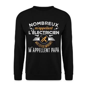 électricien, idée cadeau métier, citations travail - Sweat-shirt Unisexe - noir - Devant - Alina (178cm) & Michal (187cm)