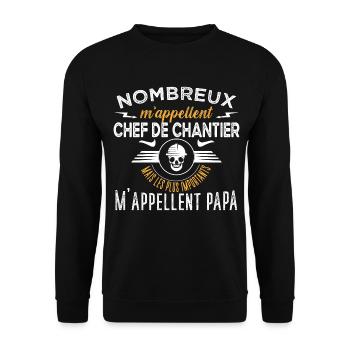 Chantier cadeau ouvriers humour métier du bâtiment - Sweat-shirt Unisexe - noir - Devant - Alina (178cm) & Michal (187cm)