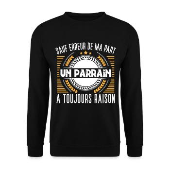 Parrain idée cadeau famille humour citation - Sweat-shirt Unisexe - noir - Devant - Alina (178cm) & Michal (187cm)