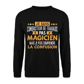 Conducteur de travaux idée cadeau chef de chantier - Sweat-shirt Unisexe - noir - Devant - Alina (178cm) & Michal (187cm)