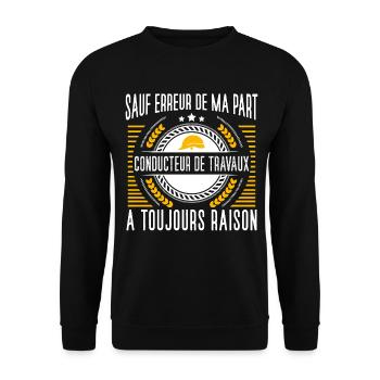 Conducteur de travaux idée cadeau métier chantier - Sweat-shirt Unisexe - noir - Devant - Alina (178cm) & Michal (187cm)