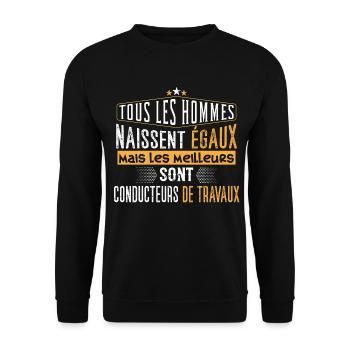 Conducteur de travaux idée cadeau métier chantier - Sweat-shirt Unisexe - noir - Devant - Alina (178cm) & Michal (187cm)