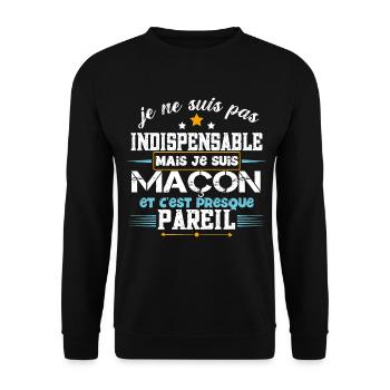 Maçon, idée cadeau maçonnerie béton. Humour métier - Sweat-shirt Unisexe - noir - Devant - Alina (178cm) & Michal (187cm)