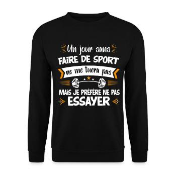 Sport idée cadeau Workout WOD. Cross training - Sweat-shirt Unisexe - noir - Devant - Alina (178cm) & Michal (187cm)