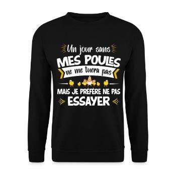 Poule, idée cadeau élevage de poules humour métier - Sweat-shirt Unisexe - noir - Devant - Alina (178cm) & Michal (187cm)