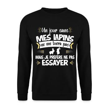 Cuniculteur éleveur de lapins, humour métier homme - Sweat-shirt Unisexe - noir - Devant - Alina (178cm) & Michal (187cm)