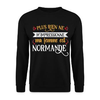 Normandie humour normands idée cadeau région - Sweat-shirt Unisexe - noir - Devant - Alina (178cm) & Michal (187cm)