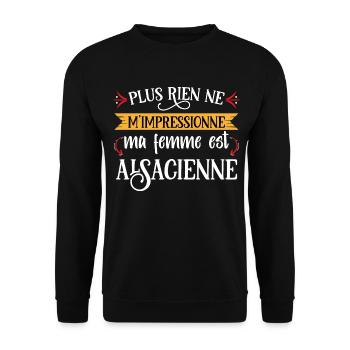 Alsaciens idée cadeau région Alsace France humour - Sweat-shirt Unisexe - noir - Devant - Alina (178cm) & Michal (187cm)
