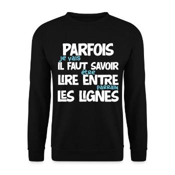 Idée cadeau futur parrain. Annonce naissance - Sweat-shirt Unisexe - noir - Devant - Alina (178cm) & Michal (187cm)