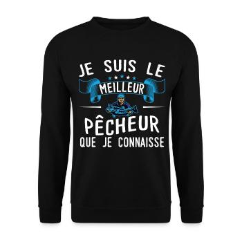 Pêcheur idée cadeau pêche citations humour passion - Sweat-shirt Unisexe - noir - Devant - Alina (178cm) & Michal (187cm)