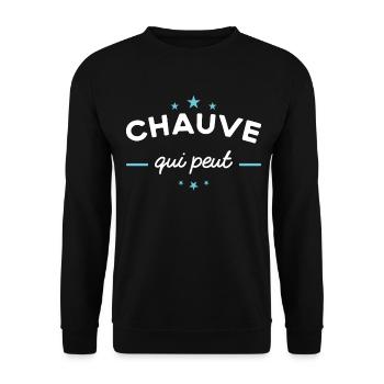 Chauve, idée cadeau humour cheveux calvitie - Sweat-shirt Unisexe - noir - Devant - Alina (178cm) & Michal (187cm)